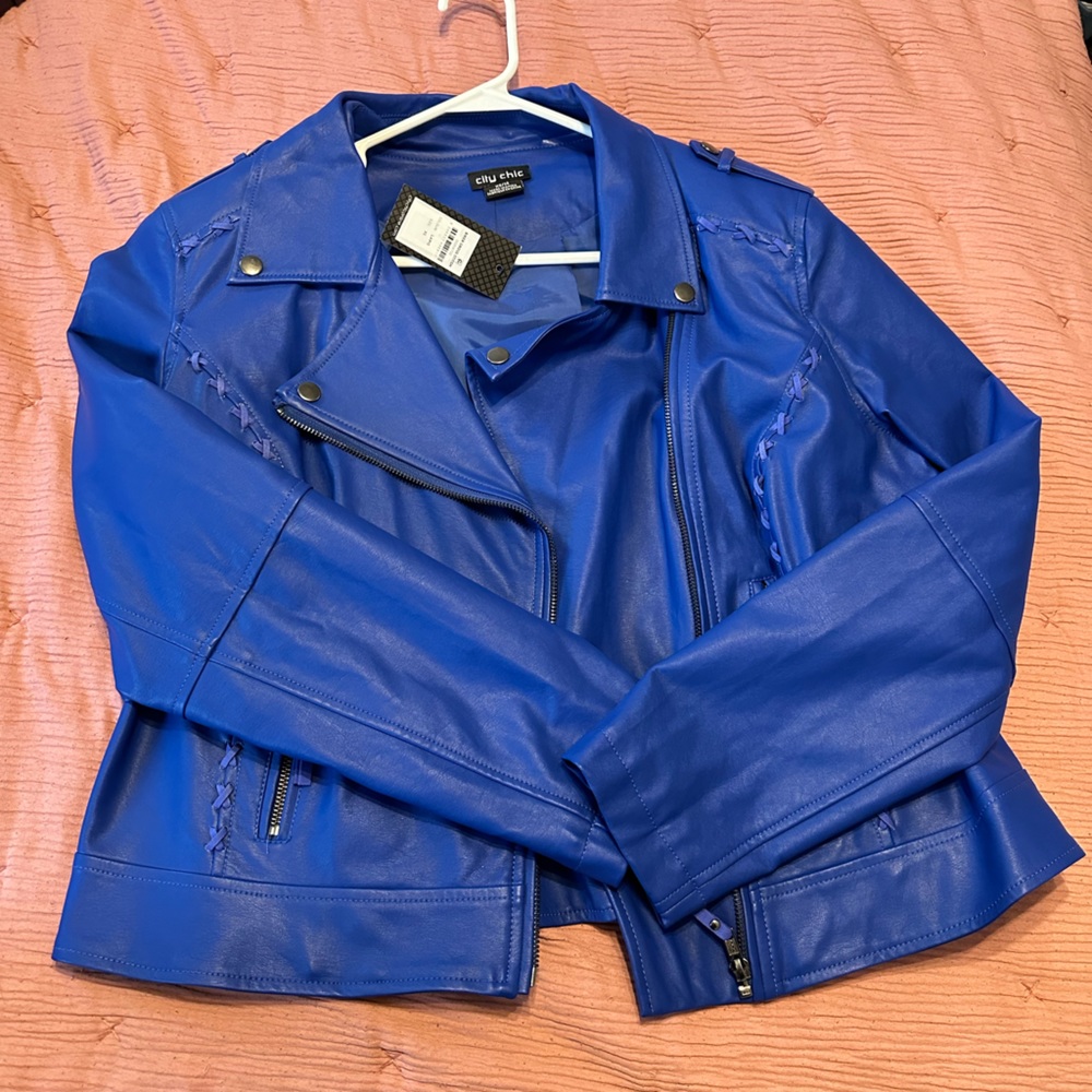 Blue faux leather jacket